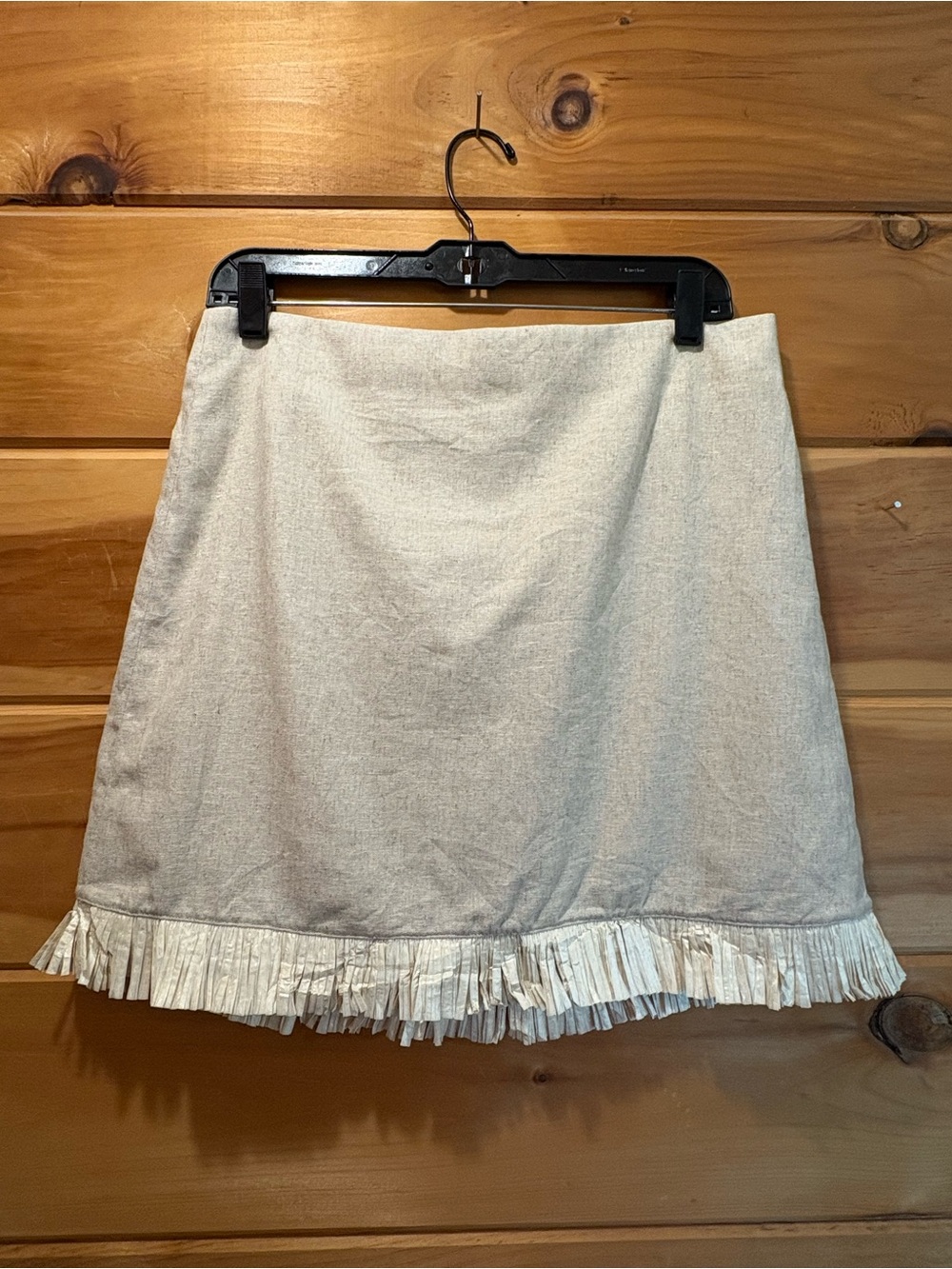 J.Crew Straw-Trim Linen-Blend Mini Skirt in the color Yarn Dye Flax size 8 NWT